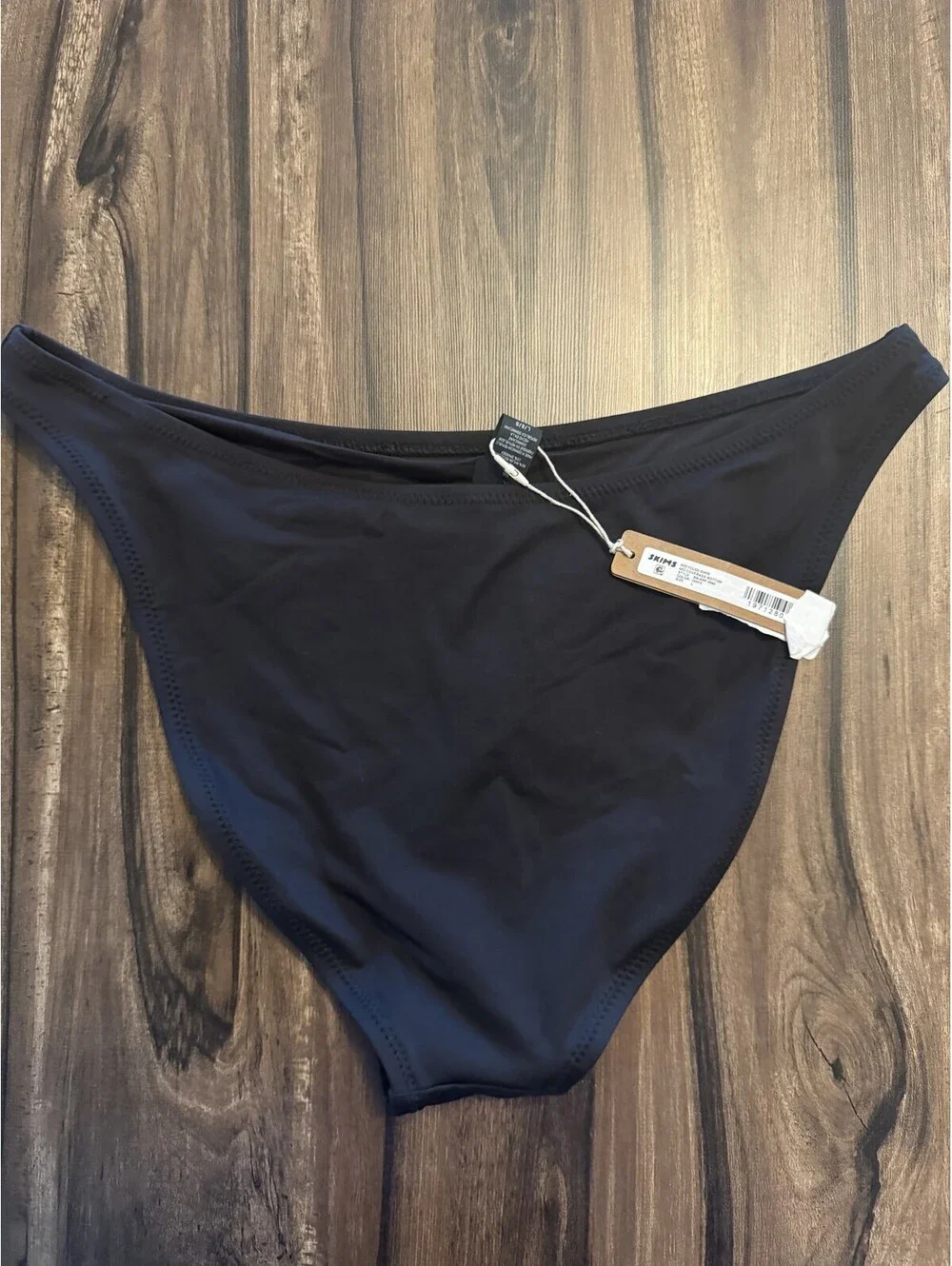 SKIMS Mid Coverage Bikini Bottom Onyx Black Women's Size L NWT